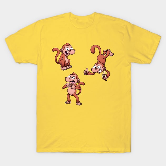 Cute Monkey Sticker Pack T-Shirt by TheMaskedTooner